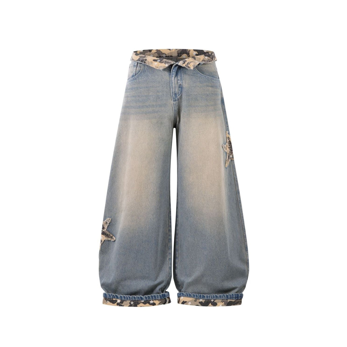 Star Patched Camo Baggy Jeans