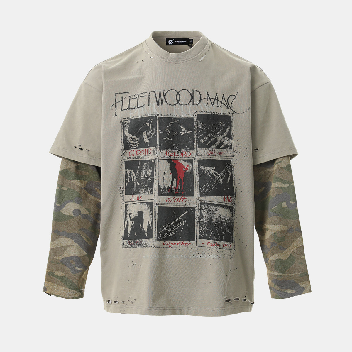 Distressed Camouflage | Two-Piece Graphic T-Shirt