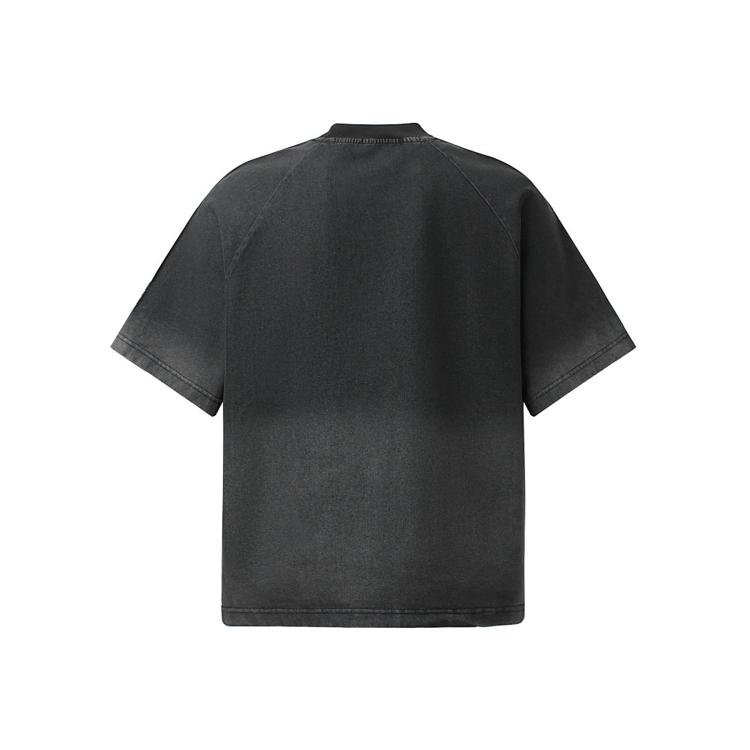 Raw-Edge Appliqué Acid-Wash T-Shirt