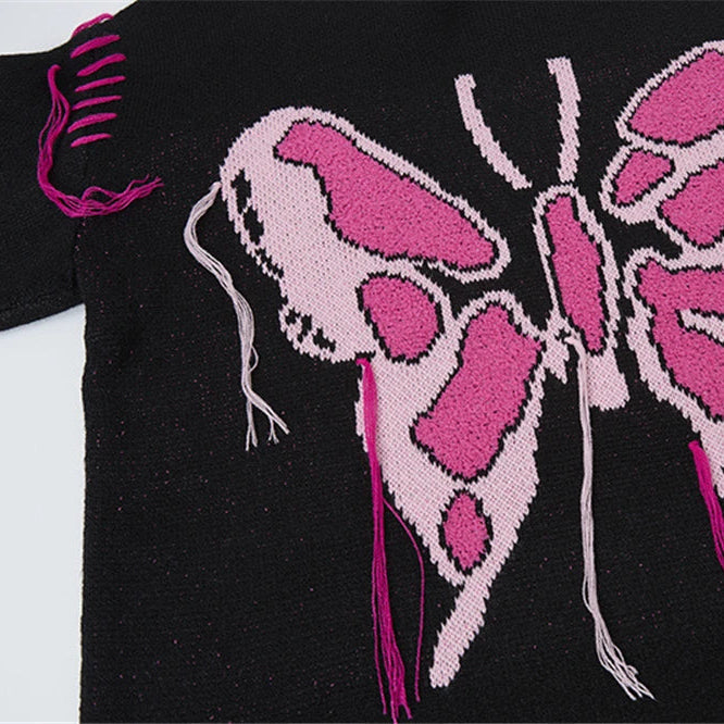 Vivid Pink Flutter Knit Sweater