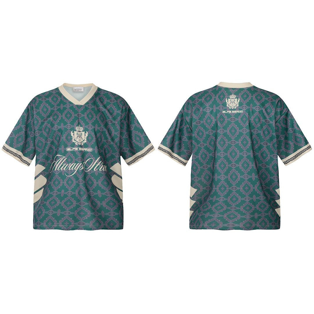 Always Strive Green Patterned Jersey V-Neck T-Shirt