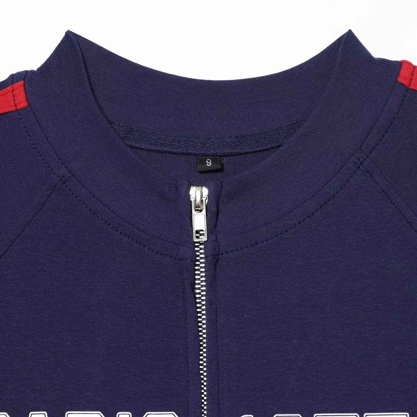 Zipper embellished printed top