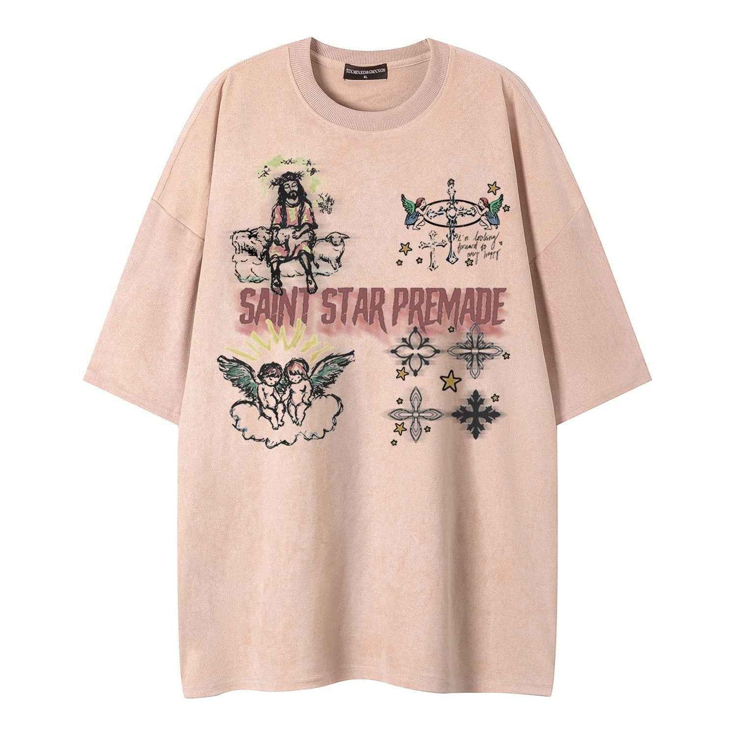 Angel print short sleeved shirt
