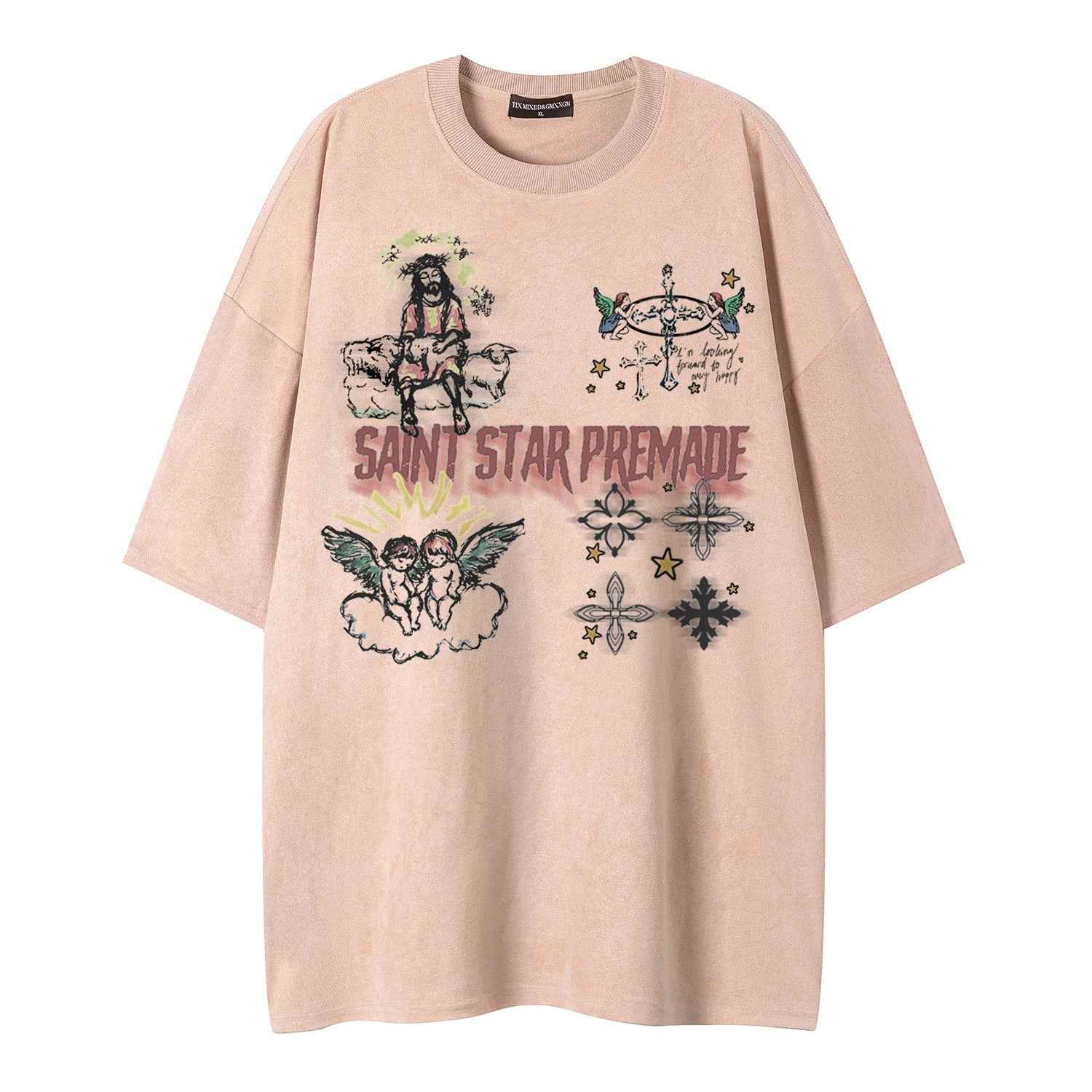 Angel print short sleeved shirt