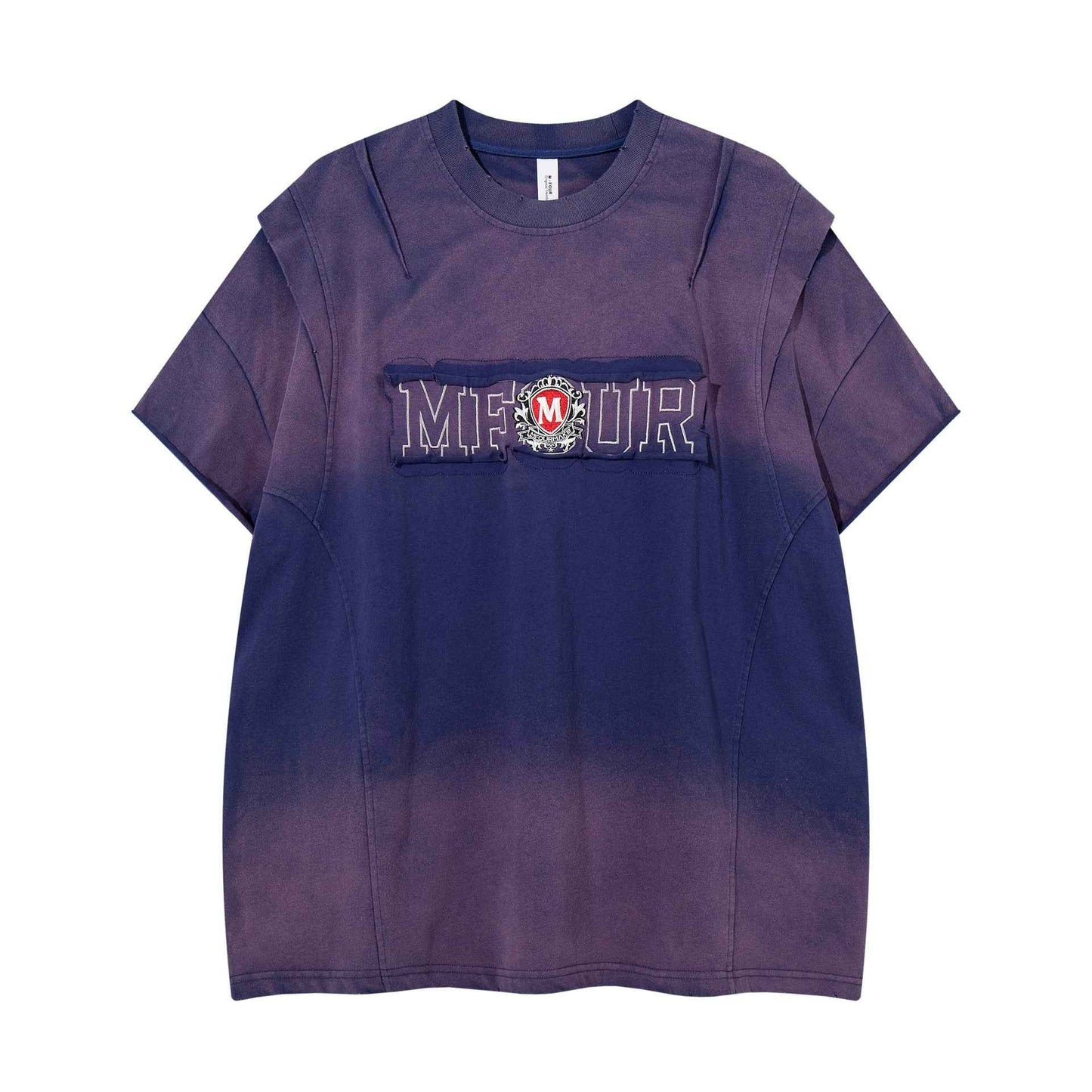 Deconstruction splicing gradient short sleeved shirt