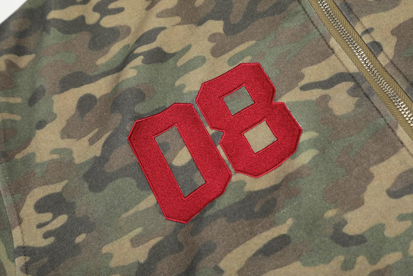 Camo Varsity Patch | Zip Up Hoodie