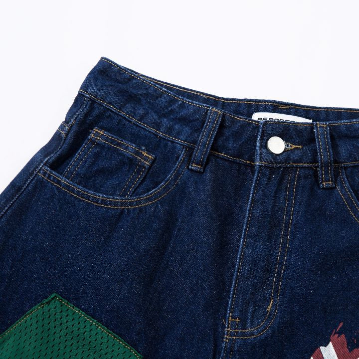 Jersey Patch Baggy Barrel Jeans