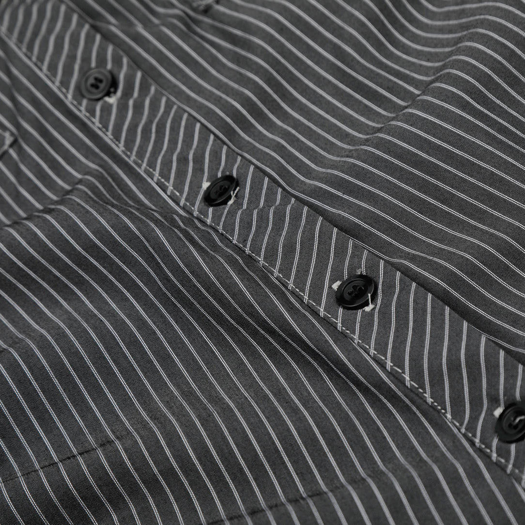Midnight Pinstripe Button-Up Top