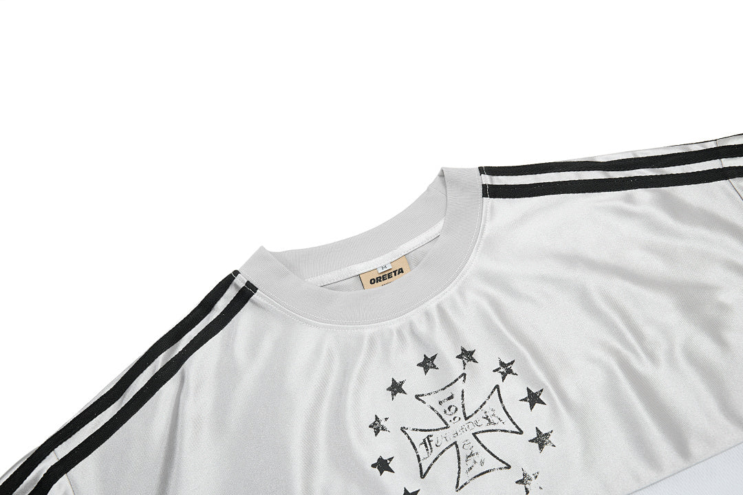Gothic Chrome Mixed-Media Retro Jersey