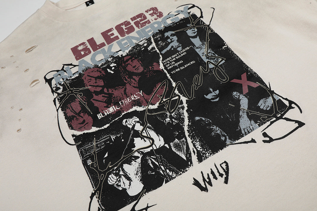 Oversized Distressed Rock Graphic T-Shirt | Vintage Streetwear Style