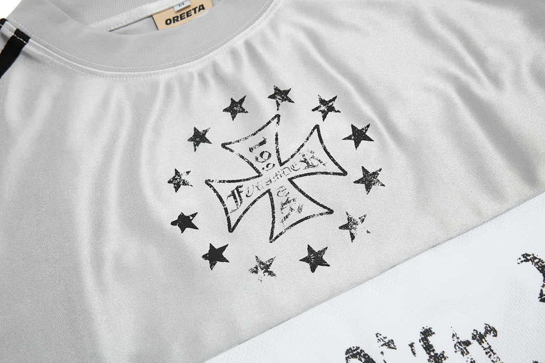 Gothic Chrome Mixed-Media Retro Jersey