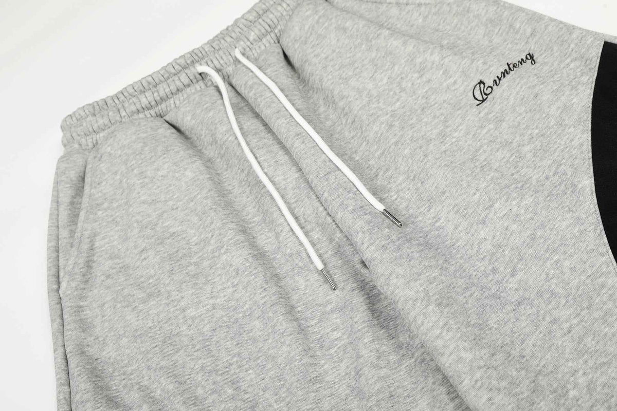Retro Contrast Panel Drawstring Sweatpants
