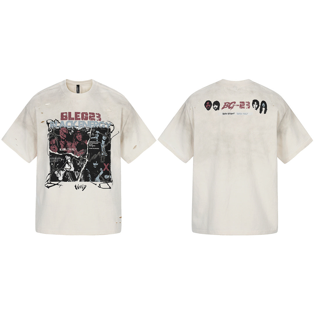 Oversized Distressed Rock Graphic T-Shirt | Vintage Streetwear Style