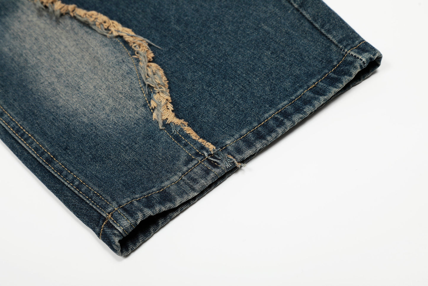 Vintage Embroidered Washed Raw-Edge Graffiti Scimitar Jeans