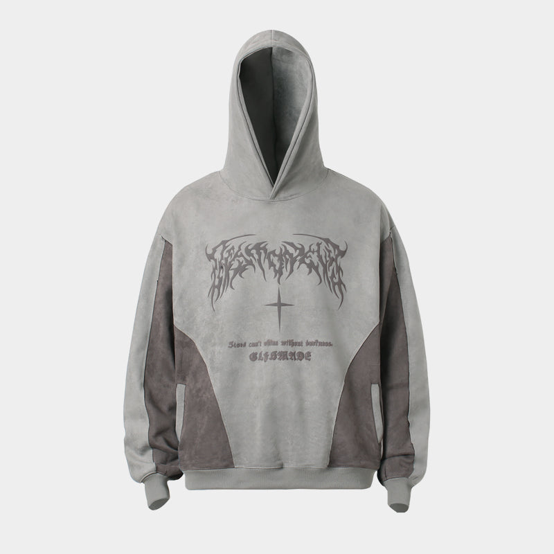 Metal Letter Cross Print | Gothic Hoodie