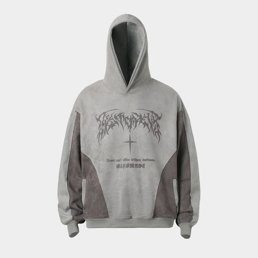 Metal Letter Cross Print | Gothic Hoodie