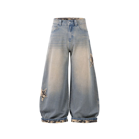 Star Patched Camo Baggy Jeans