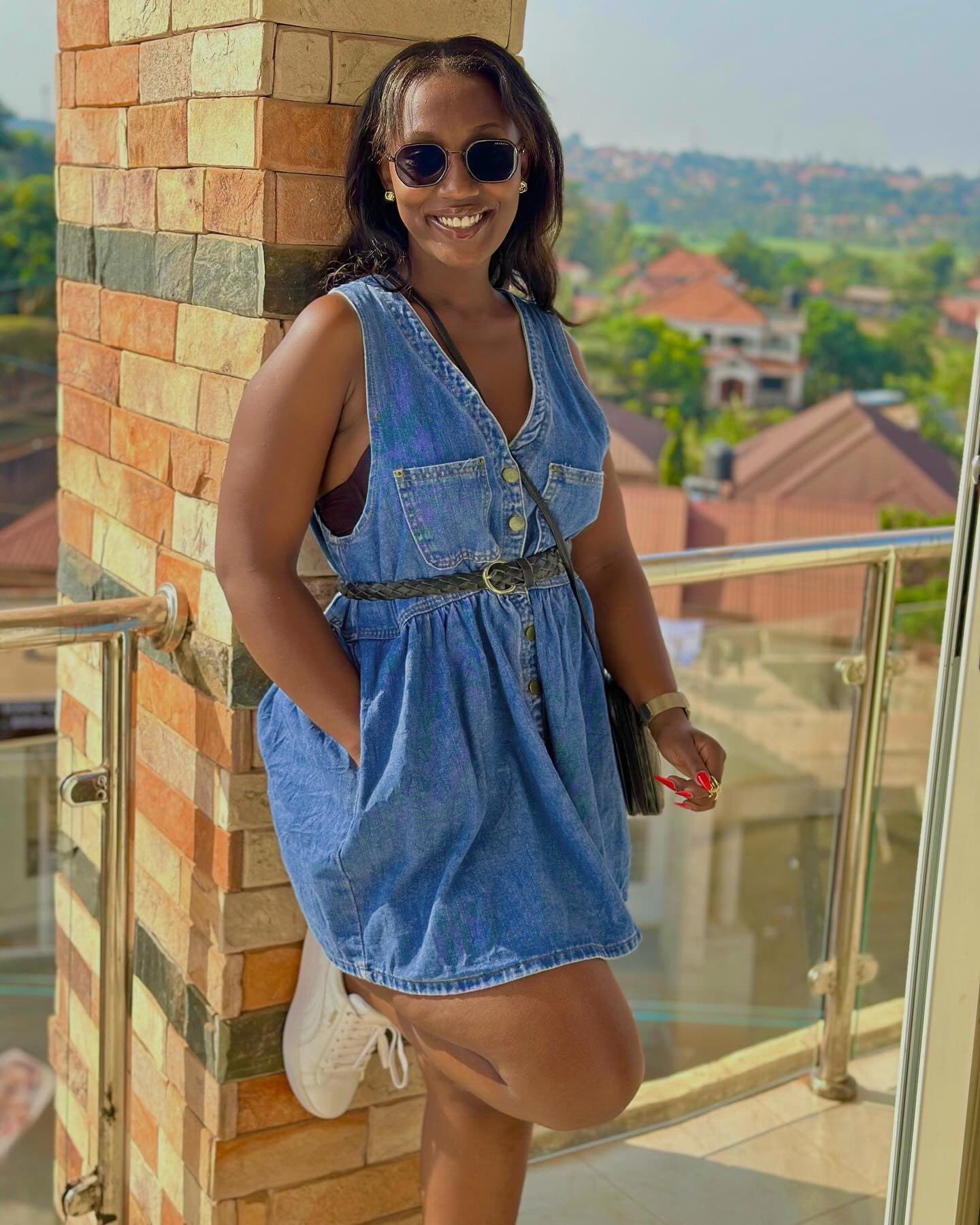 Casual Double Pocket Button-Up Mini Sleeveless Denim Dress