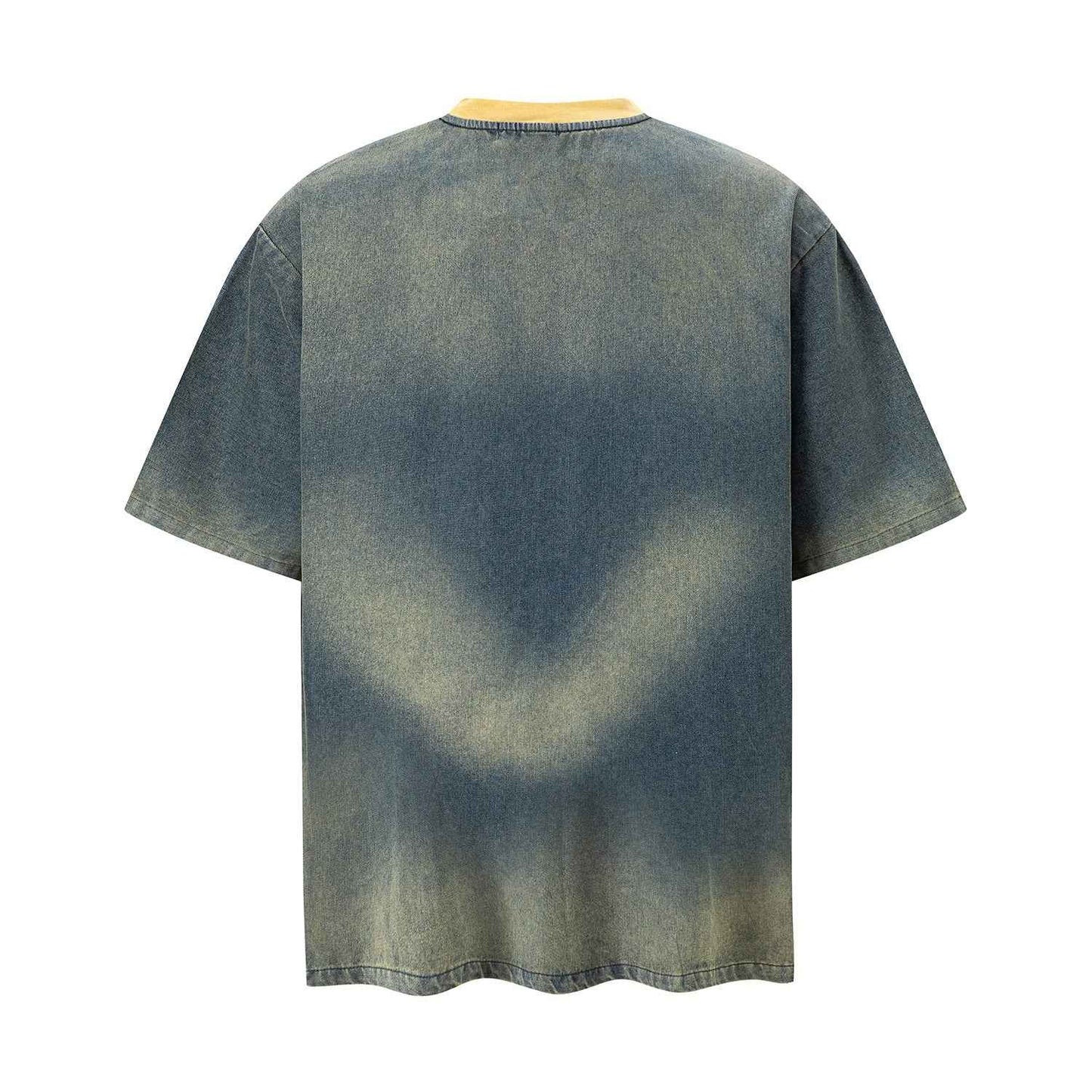 Beach print distressed short sleeved shirt
