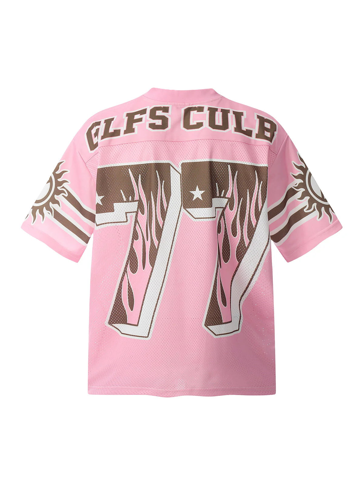 77 Flame Print Mesh Pink Jersey - OMYGOODS
