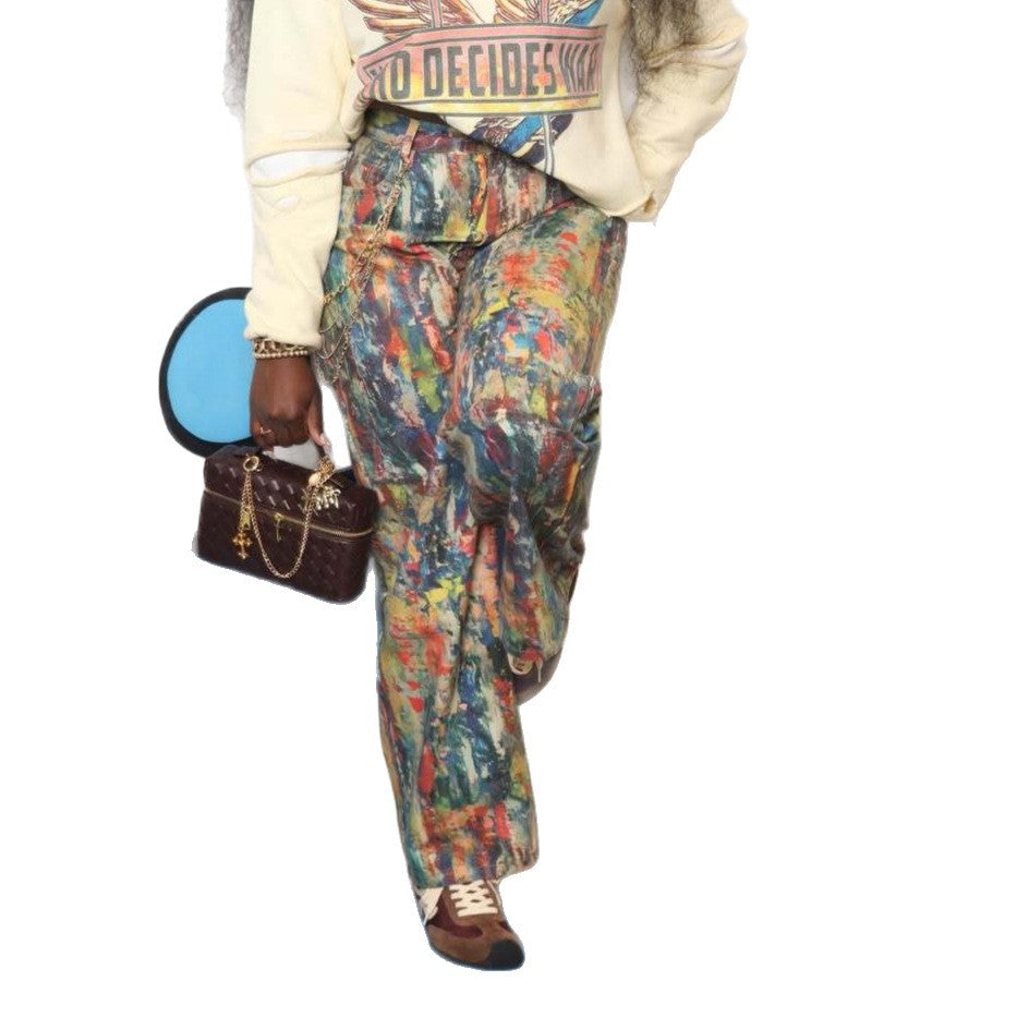 Printed Palette Oil Painted Denim Jeans