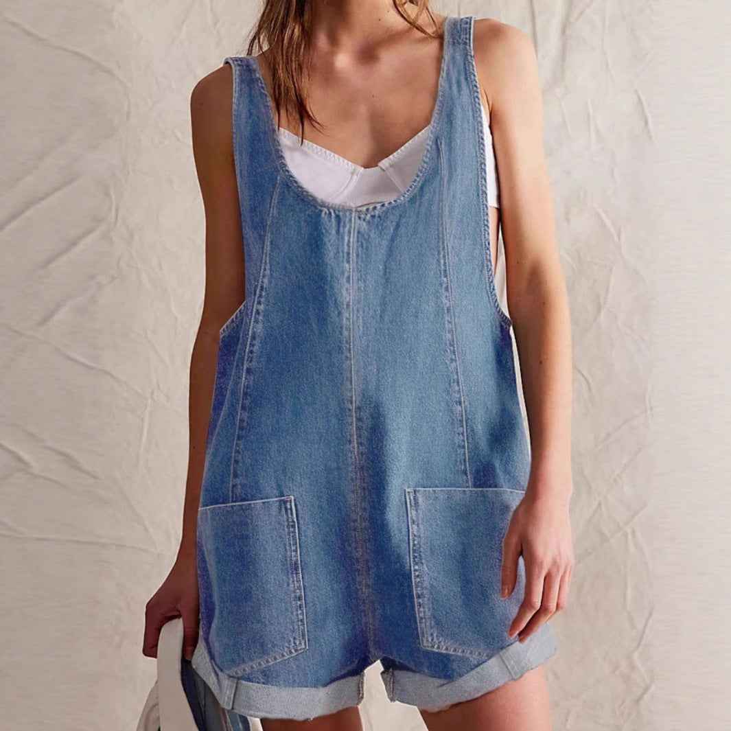 Women's Denim Overalls Shorts Summer Loose  Fashion Ready Stock