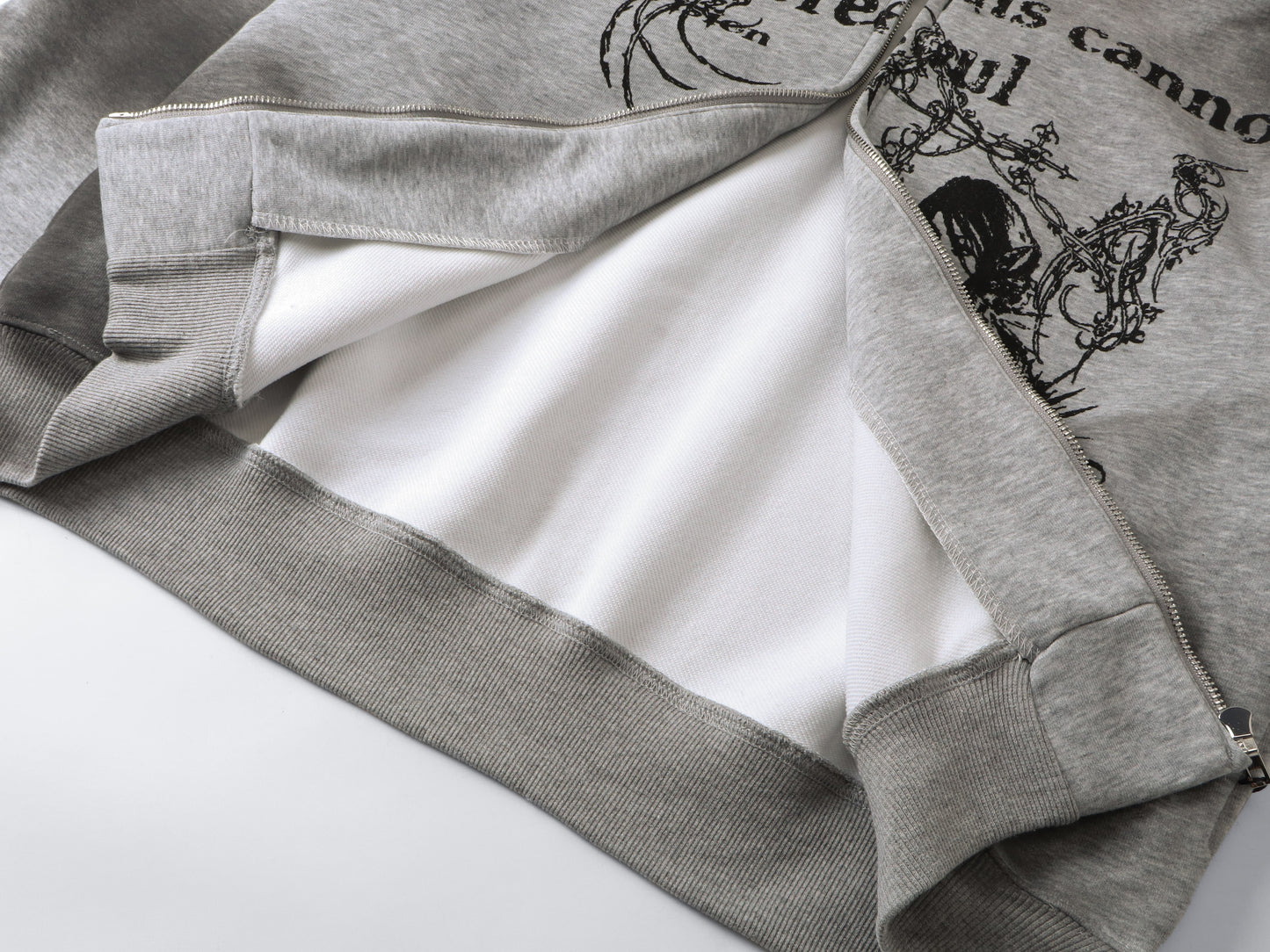 Gothic Distressed Print | Zip-Up Hoodie
