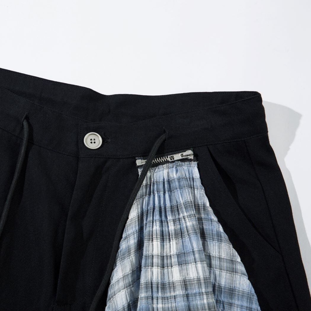 Plaid Hankie Wide-Leg Pants