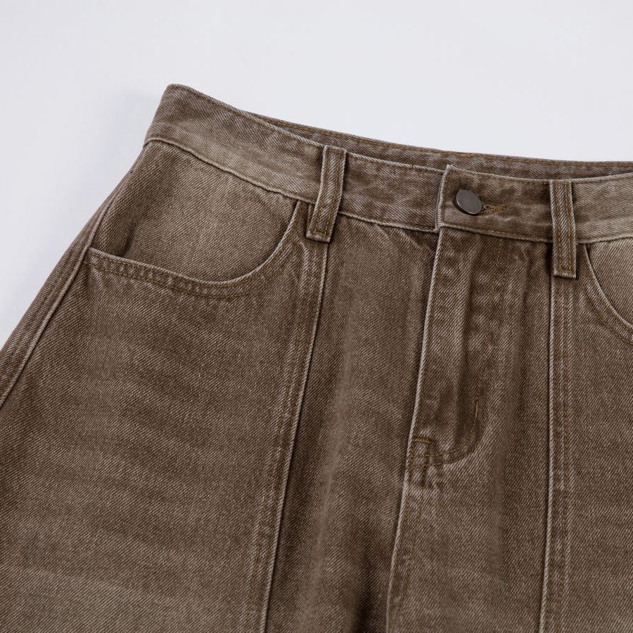 Brown Wash Cargo Barrel Jeans