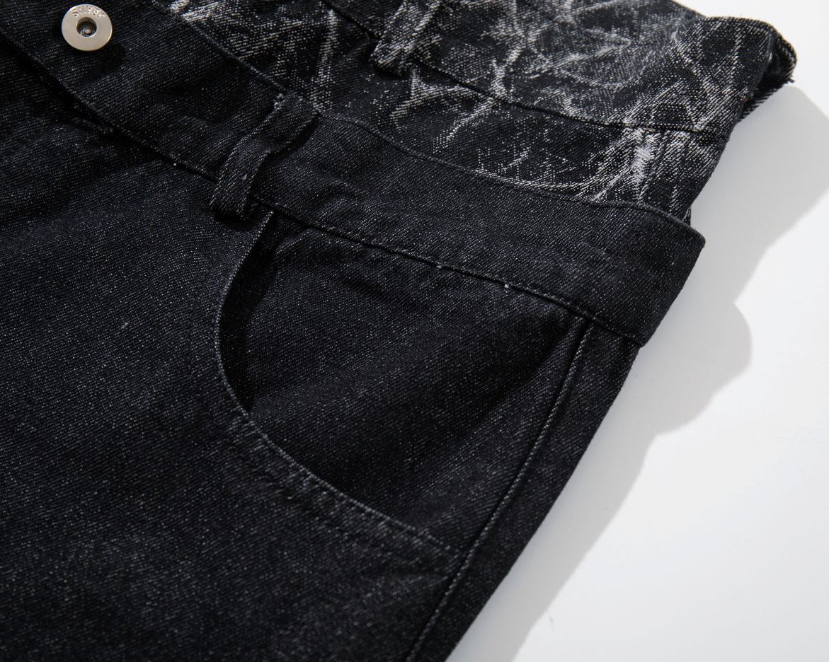 The Black Marbled Double-Waist Jeans