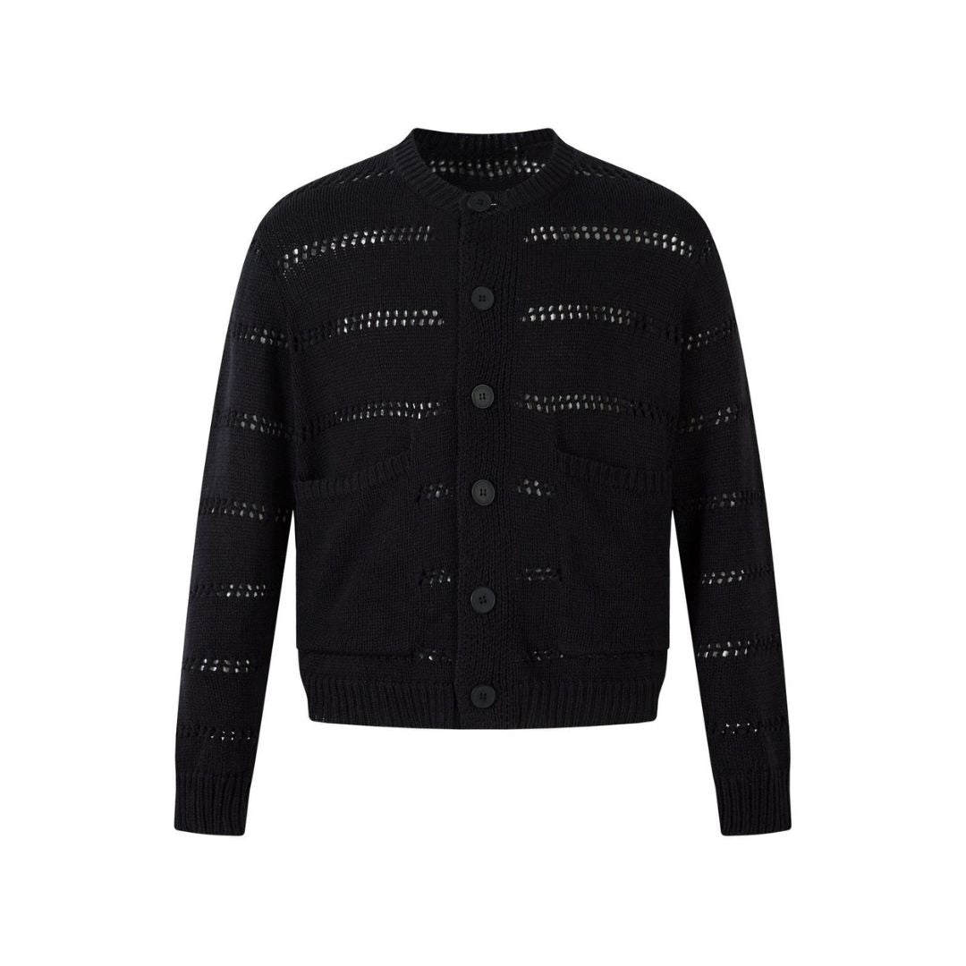 Open Knit Button Cardigan Sweater