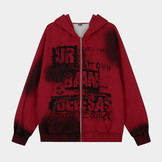 Graffiti Print | Oversized Zip Up Hoodie
