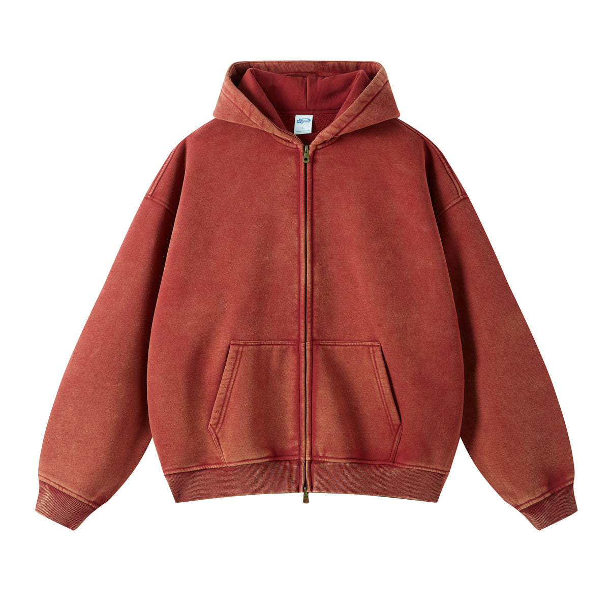 Retro Essence | Washed Oversized Zip-Up Hoodie