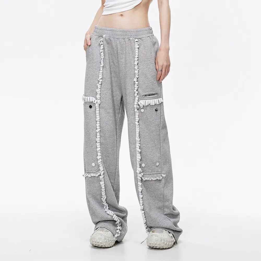 Spliced Button Patchwork Pants
