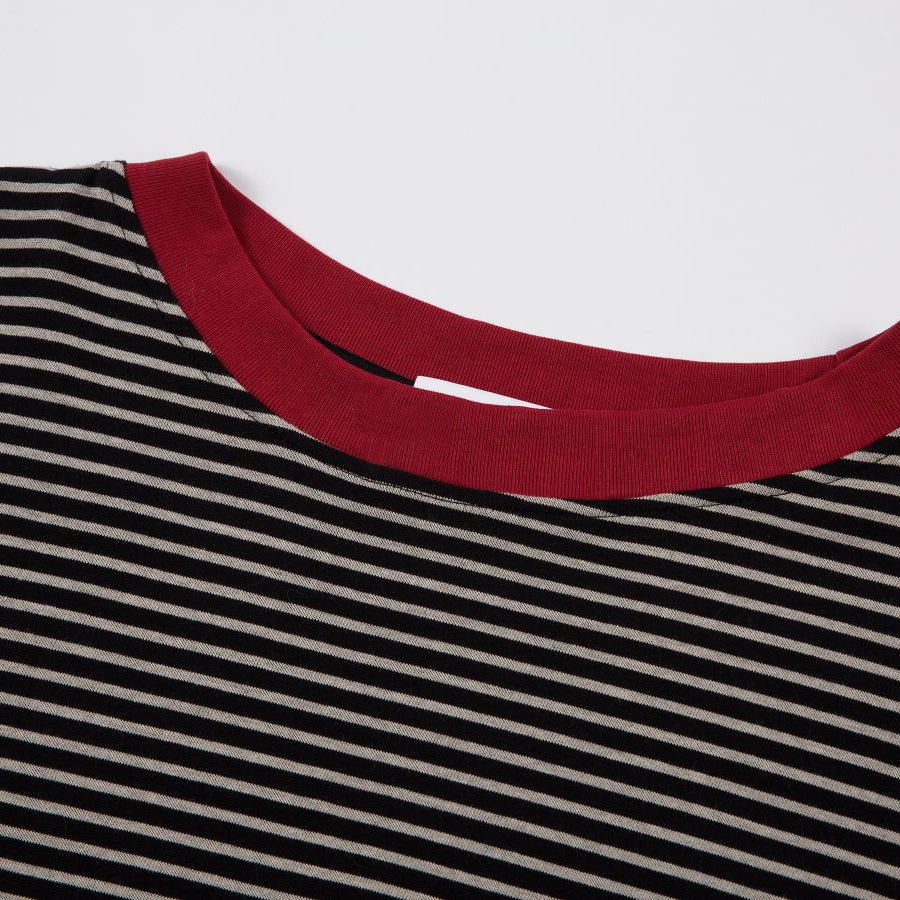 Contrast Trim Off-Shoulder Longsleeve Top