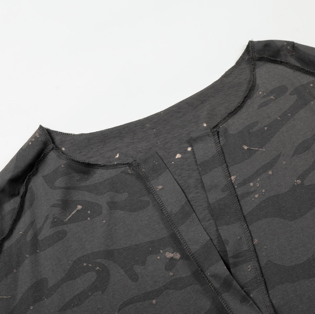 Shadow Camo Raw Neck Long Sleeve T-shirt