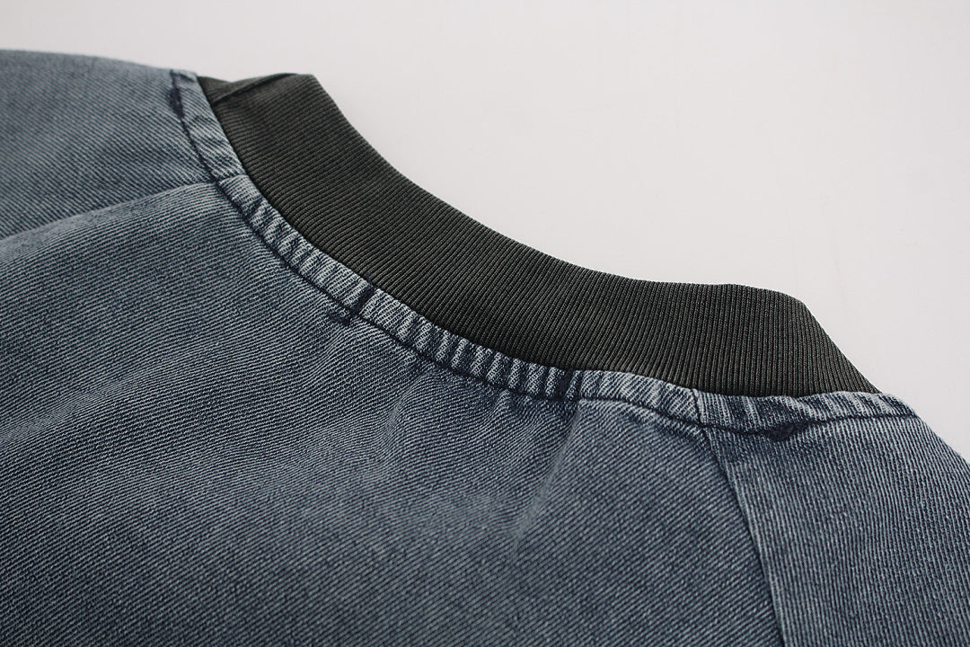 Raw-Edge Appliqué Acid-Wash T-Shirt