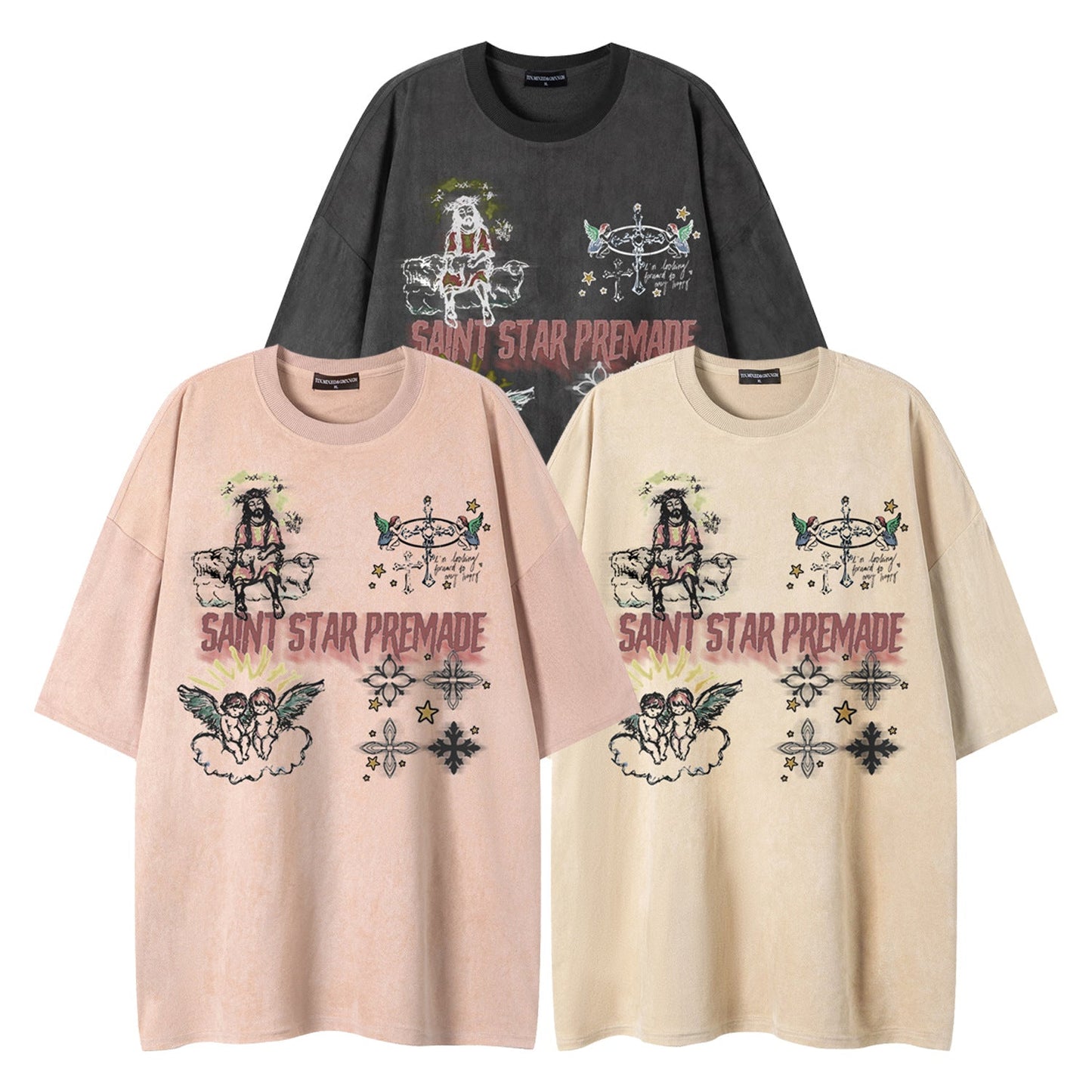 Angel print short sleeved shirt