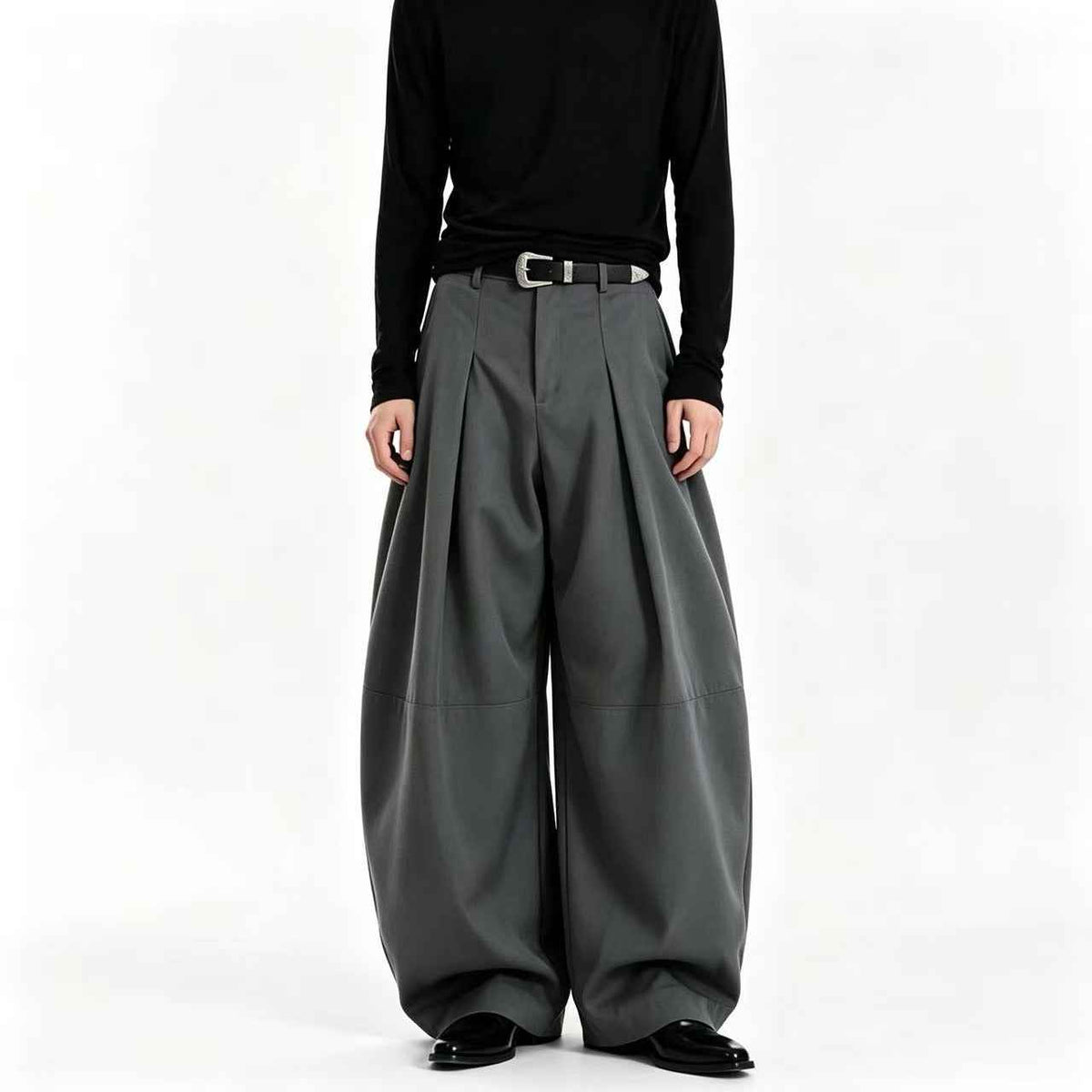 Unisex Pleated Balloon Wide-Leg Baggy Suit Pants