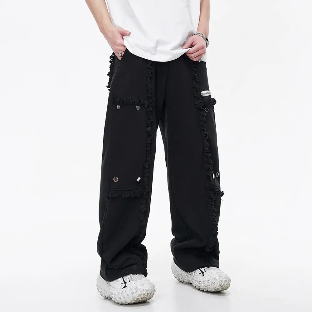 Spliced Button Patchwork Pants