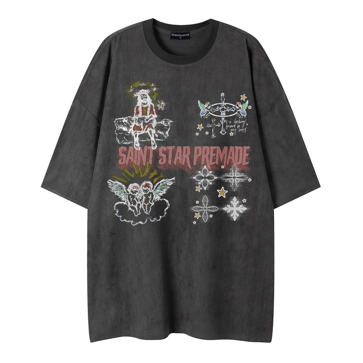 Angel print short sleeved shirt