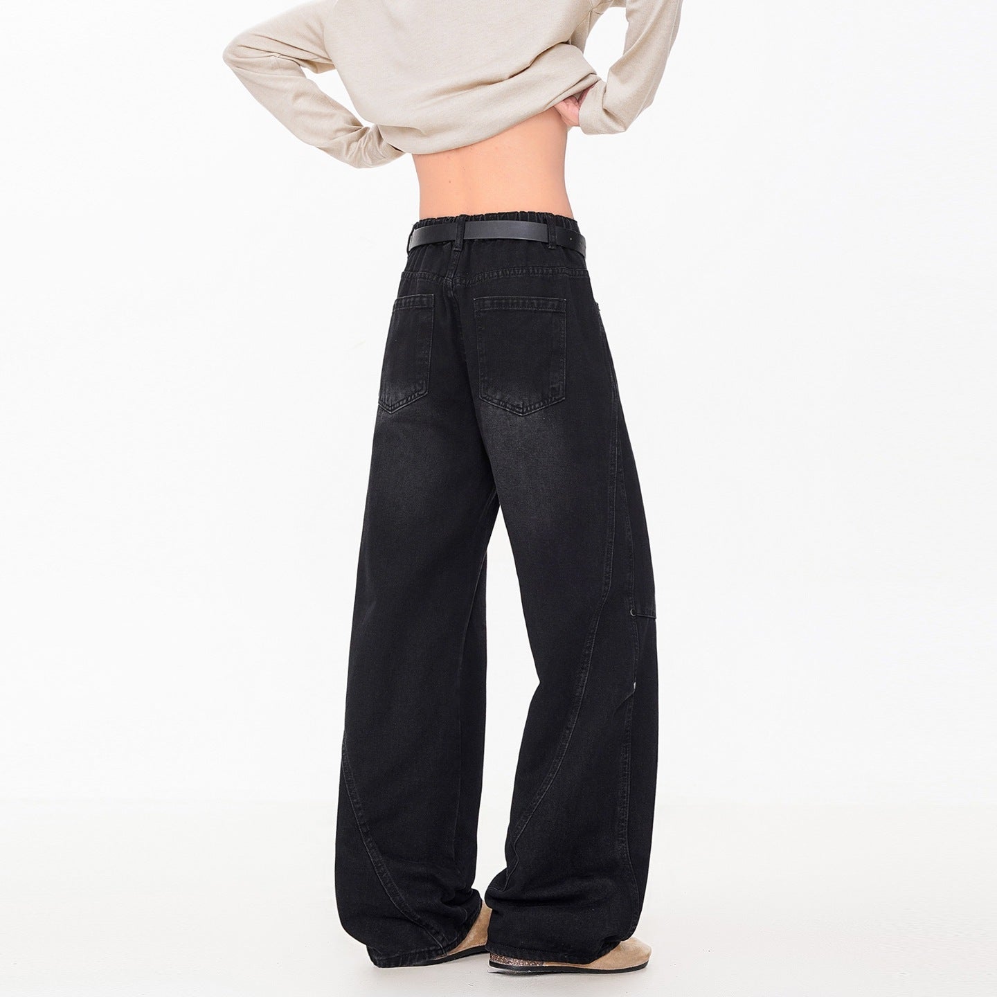 Streetwear Lightning Pattern Washed Denim Pants