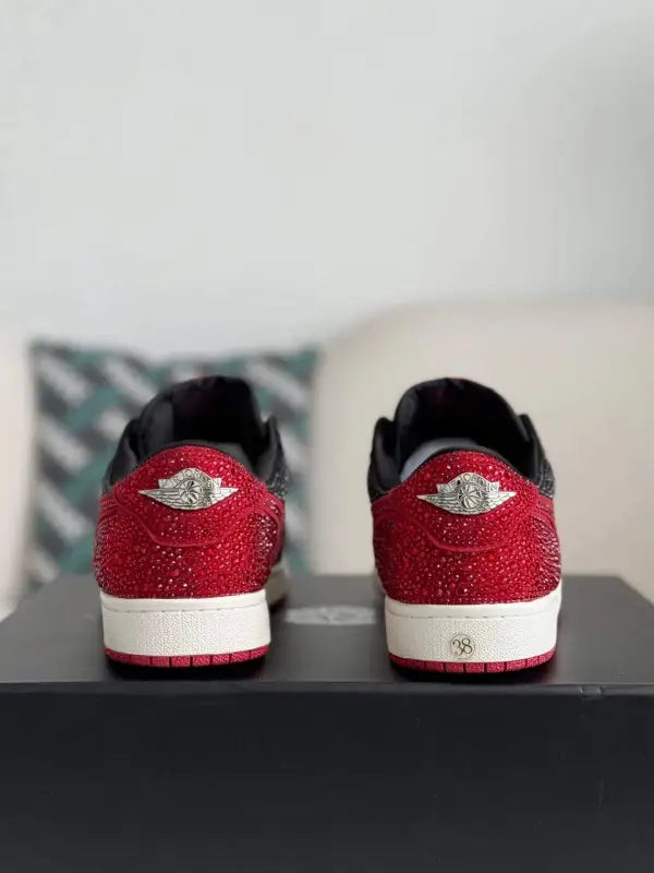 Air Jordan 1 Low “Bred Bling” Black & Red - OMYGOODS