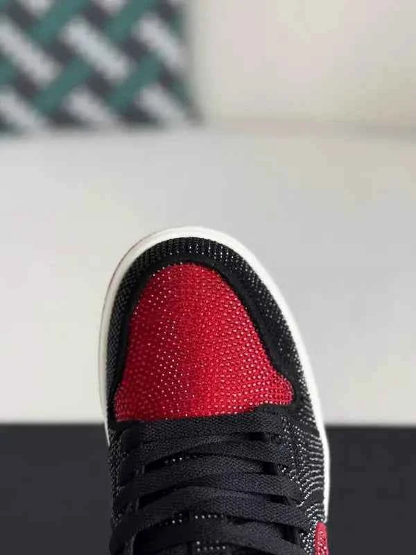 Air Jordan 1 Low “Bred Bling” Black & Red - Ultimate Statement Sneaker