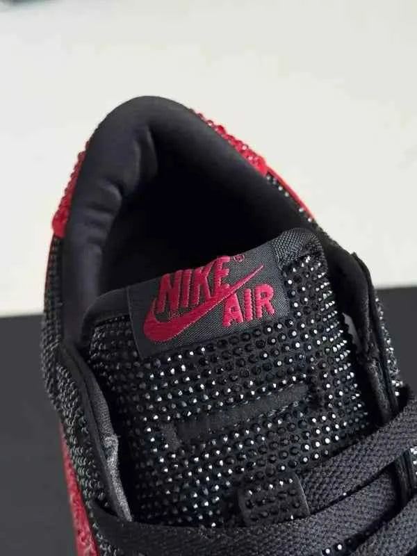 Air Jordan 1 Low “Bred Bling” Black & Red - Ultimate Statement Sneaker