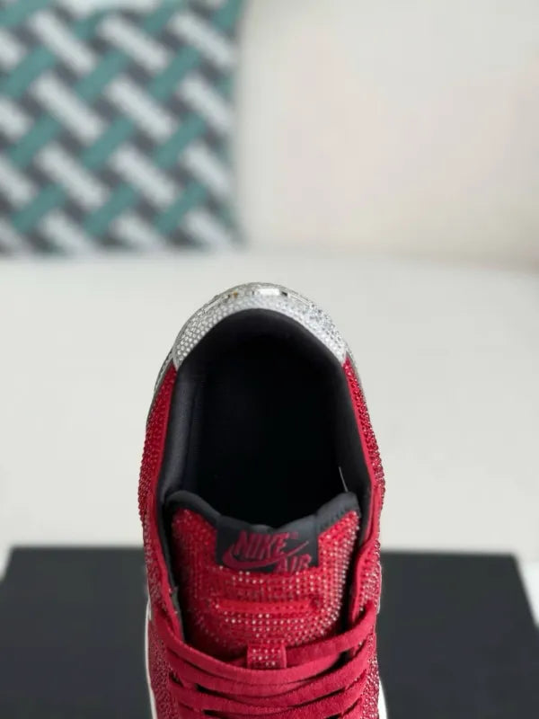 Air Jordan 1 Low “Crystal Red” Red & Silver Rhinestones - OMYGOODS