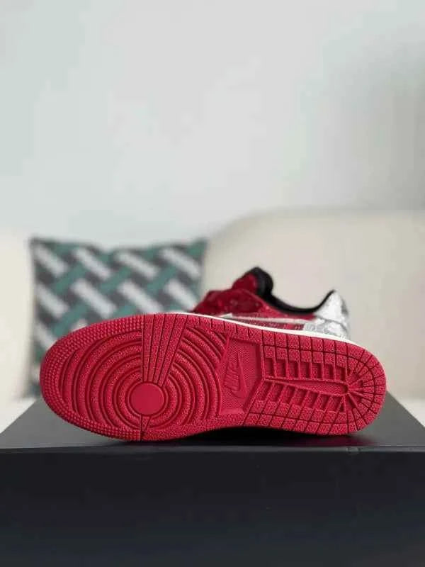 Air Jordan 1 Low “Crystal Red” Red & Silver Rhinestones