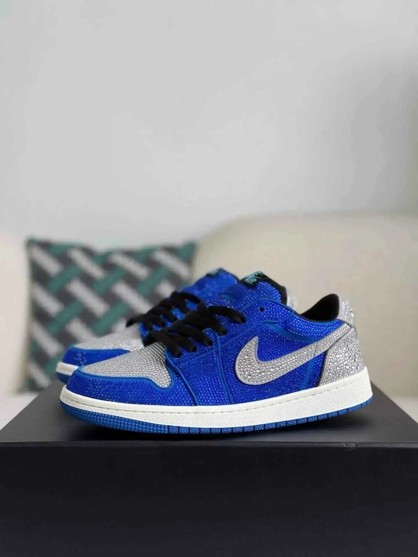 Air Jordan 1 Low “Royal Bling” Royal Blue & Silver Rhinestones