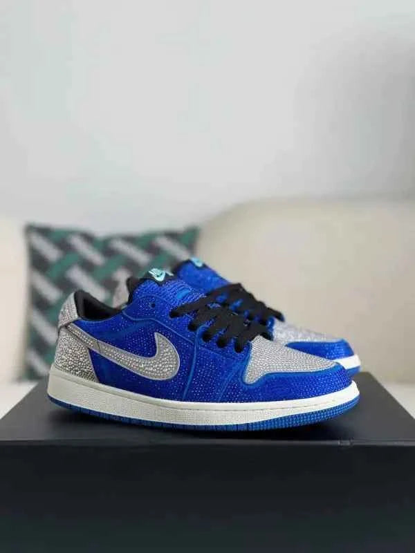 Air Jordan 1 Low “Royal Bling” Royal Blue & Silver Rhinestones