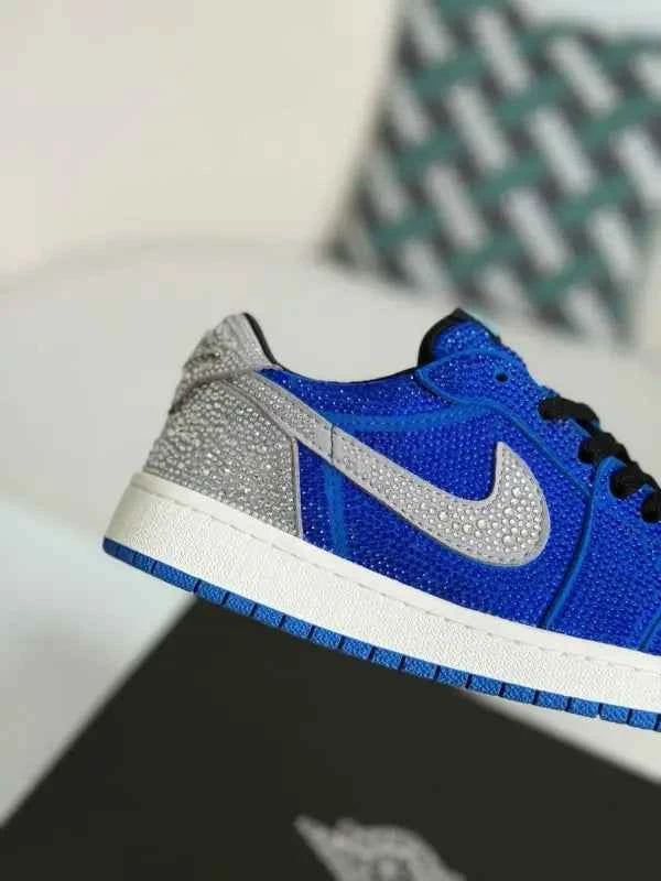 Air Jordan 1 Low “Royal Bling” Royal Blue & Silver Rhinestones